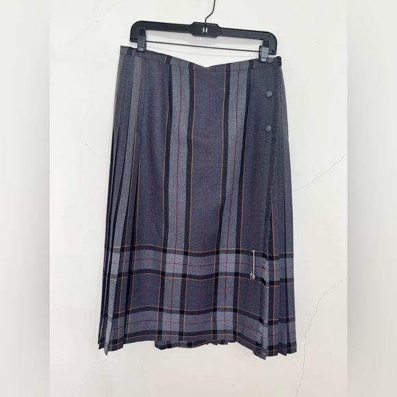 Vintage 70’s Aljean Pleated Plaid School Girl Preppy Wool Tartan Wrap Skirt - Picture 1 of 6
